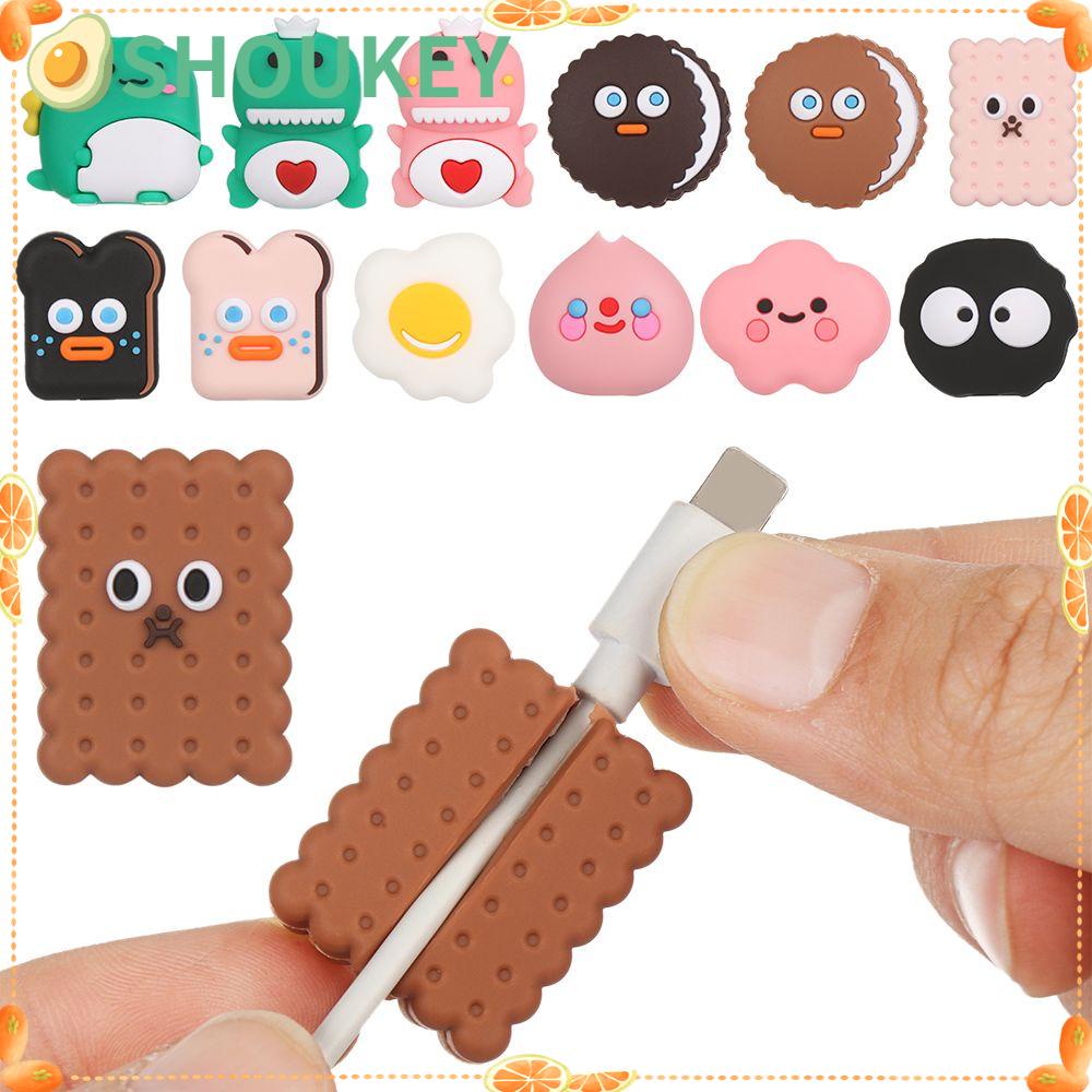 Vỏ bảo vệ đầu dây cáp sạc USB bằng silicon mềm họa tiết hoạt hình dễ thương