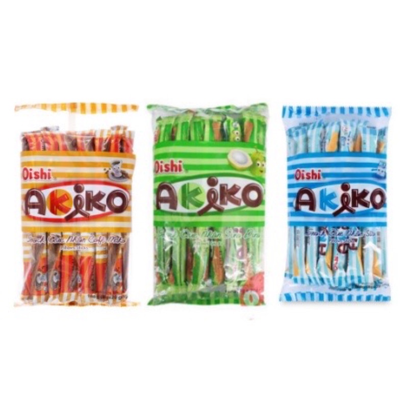 Bánh Snack que Akiko Oishi gói 160g  đủ vị cà phê, sữa, phô mai