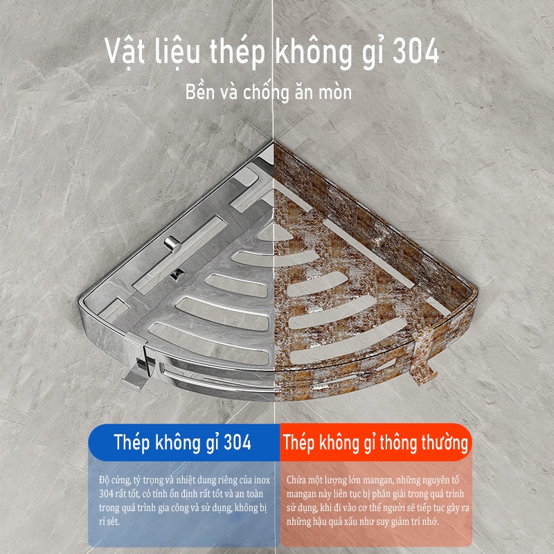 Kệ đựng đồ dùng MEIDOO gắn góc tường nhà tắm tiện dụng Giỏ tam giác bằng thép không gỉ 304