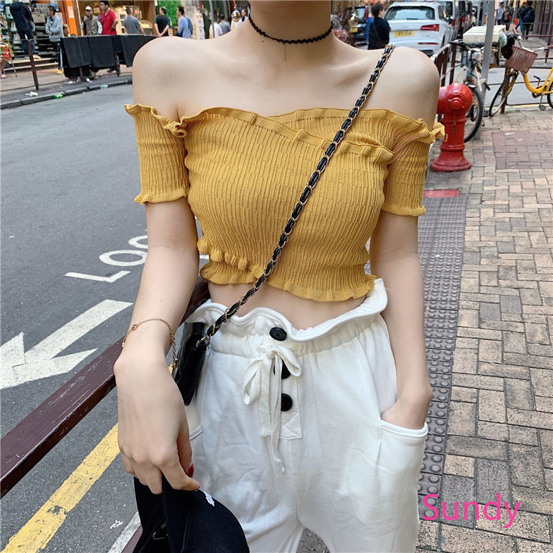 Áo Croptop Trễ Vai Thời Trang Mùa Hè Cho Phái Nữ