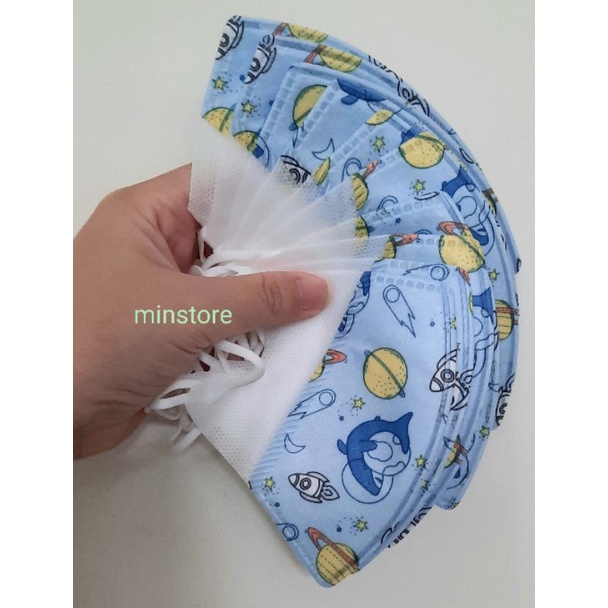 Khẩu trang 3D trẻ em in hình dễ thương - Size 3-6 tuổi túi zip 10 cái