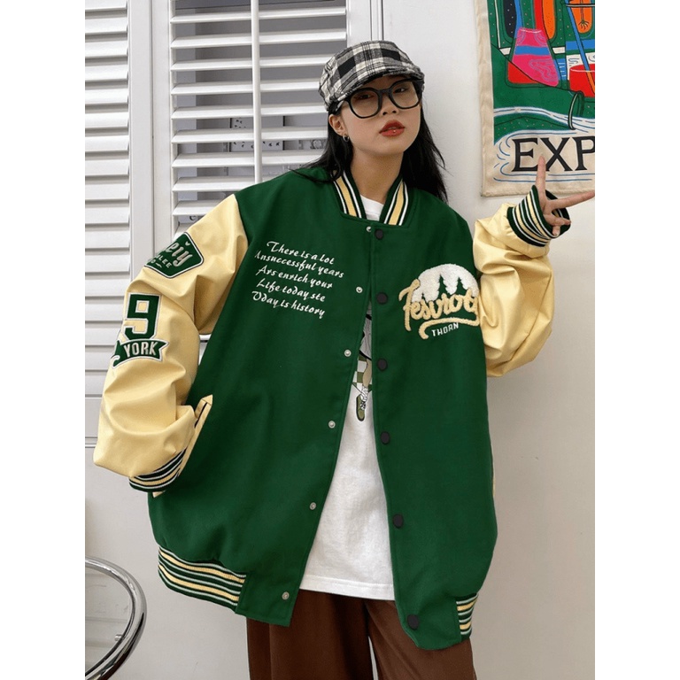 Áo Khoác Bomber Nữ Chất Nỉ Mềm Dày Mịn Hình In Độc Đáo Form Rộng Che Nắng Tốt NEW UNISEX