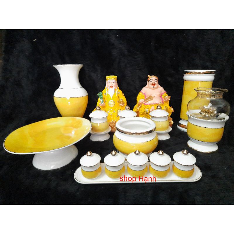 Combo thờ cúng tượng Ông Địa Thần Tài áo vàng cao 20 cm