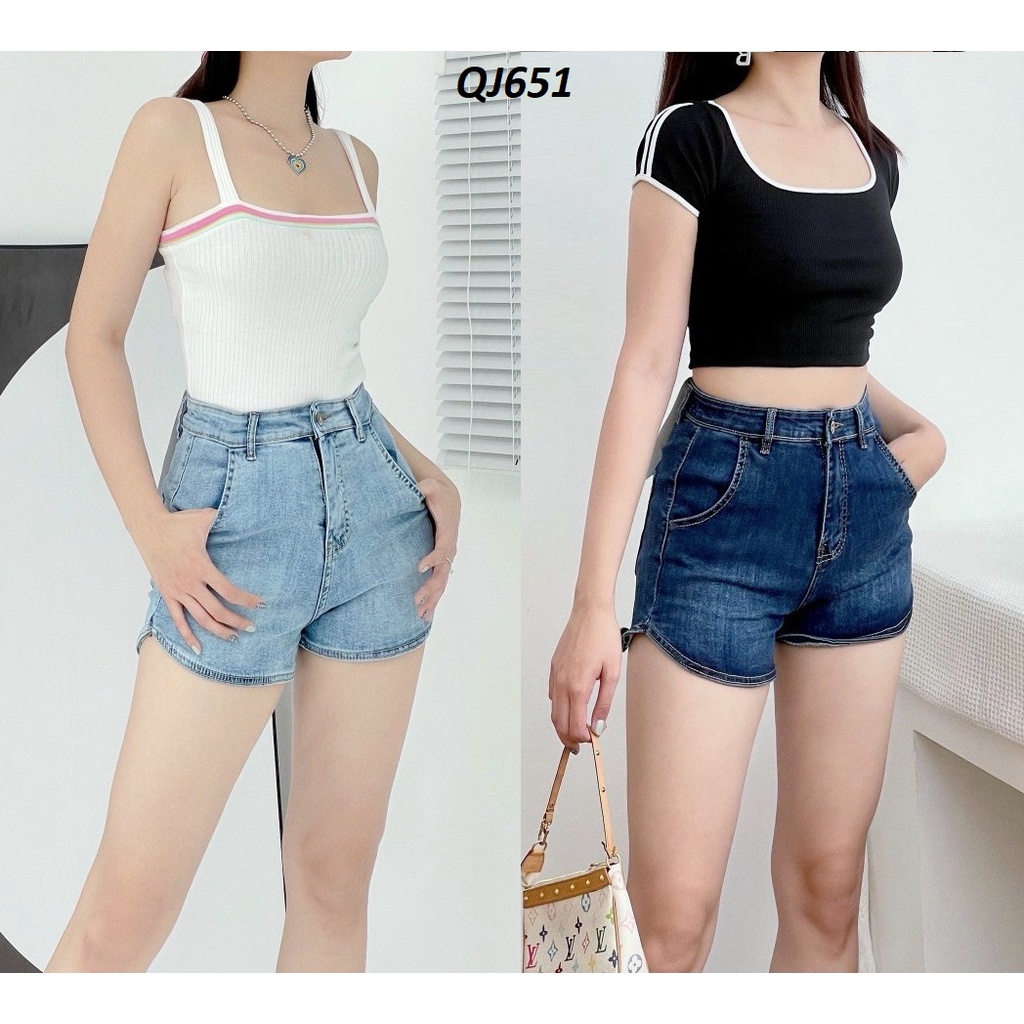 Quần Đùi Jeans Lưng Siêu Cao Co Giãn Ôm Dáng QJ651