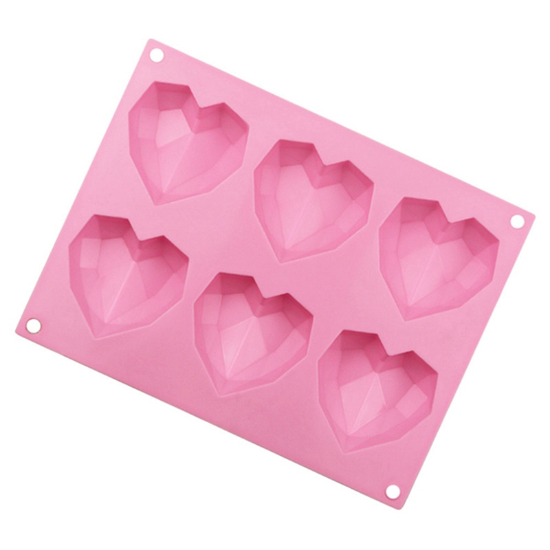 Khuôn silicone làm xà phòng/ sô cô la handmade DIY 6 ngăn tạo hình trái tim nhỏ tiện lợi