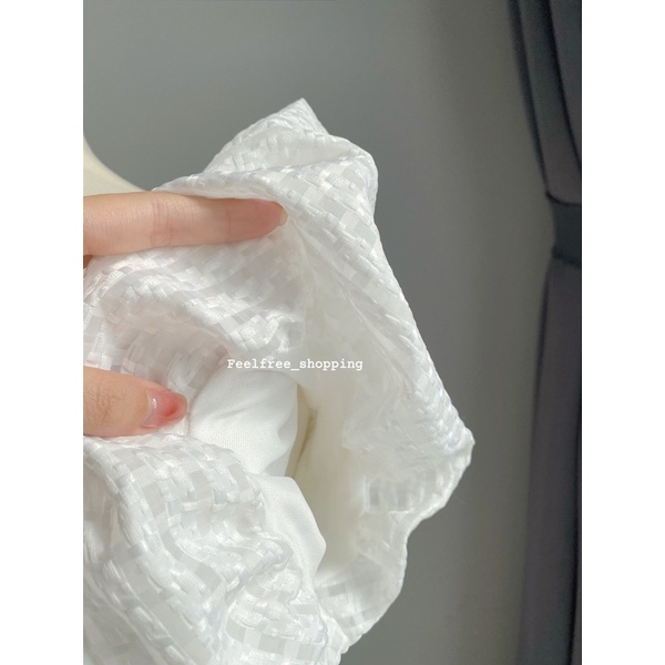 Đầm Trắng Dáng Ngắn Cổ Vuông 2 Lớp Tay Phồng Mặc Đi Tiệc Đi Chơi  D191