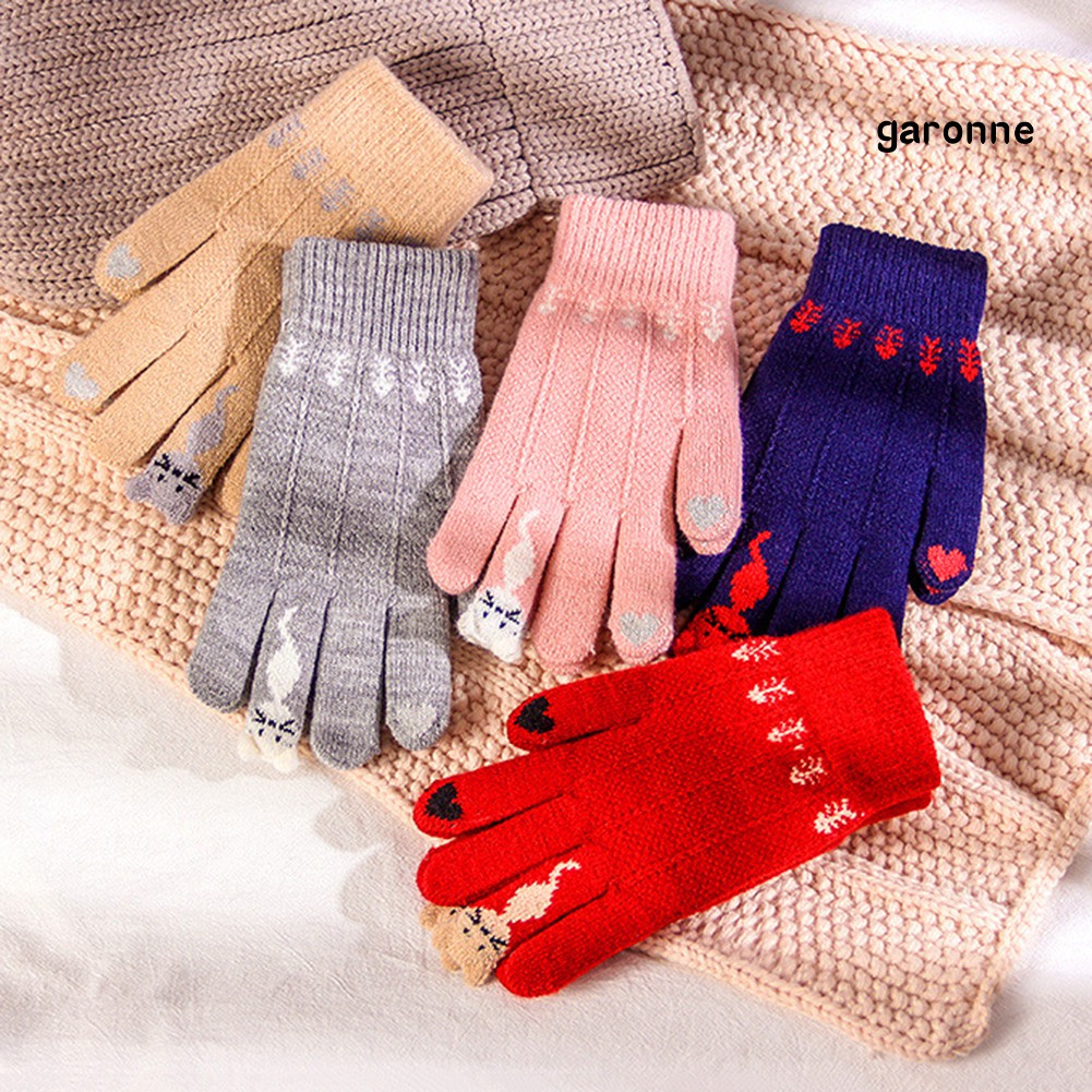 Găng Tay Mùa Đông Ấm Áp Hình Mèo Xinh Xắn Dành Cho Nữ