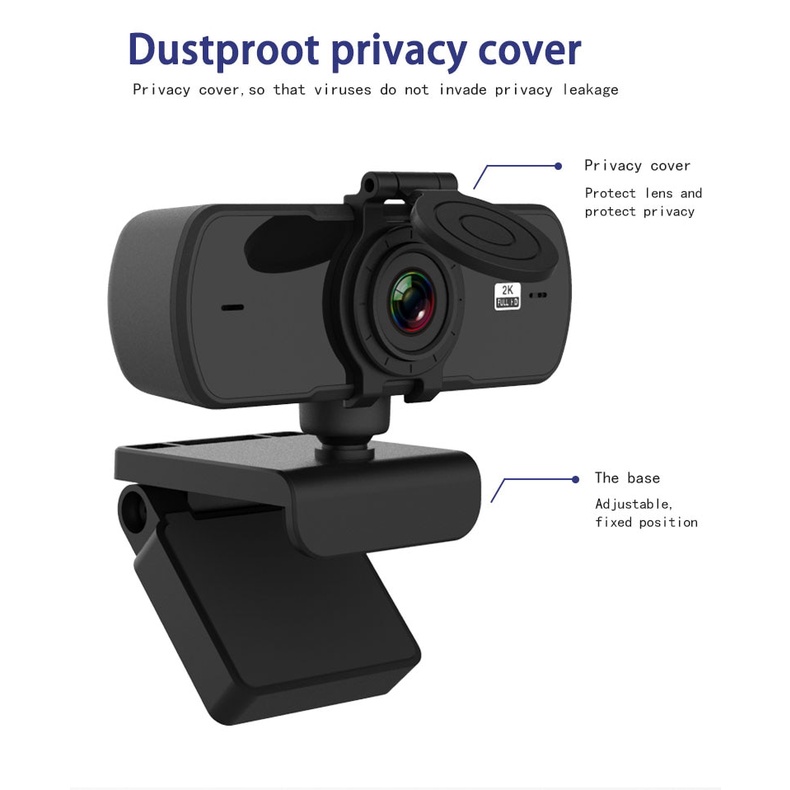 Webcam 2K Full HD 1080P lấy nét tự động có micro cổng USB chất lượng cao