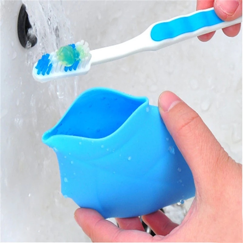 [Random Color] Cốc Đựng Bàn Chải Đánh Răng/ Cốc Súc Miệng Bằng Silicone Hình Chiếc Lá Dùng Khi Đi Du Lịch/Cắm Trại/Leo Núi Ngoài Trời