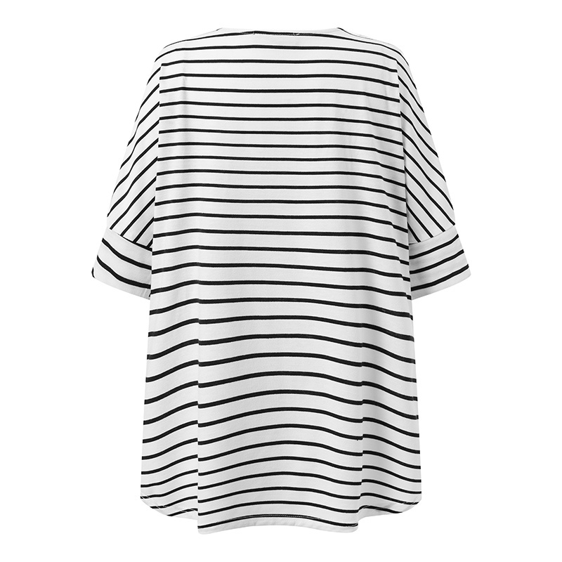 Áo thun ZANZEA tay lửng 3/4 họa tiết sọc ngang thời trang cho nữ