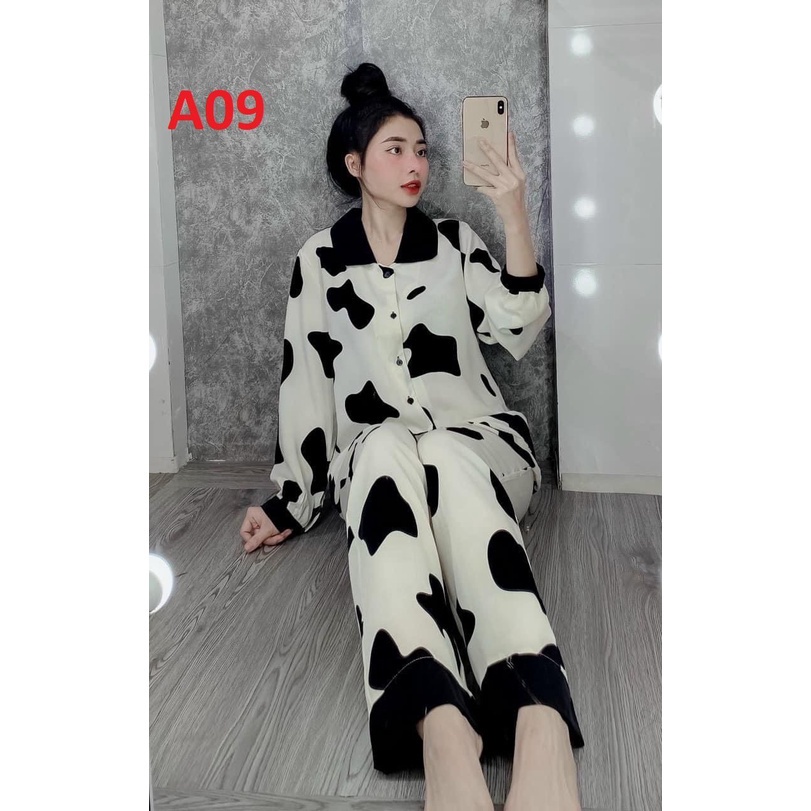 Set bộ Pijama vổ bẻ tay bồng họa tiết sang chảnh nhiều màu
