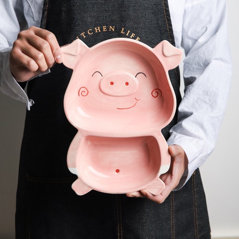 Bát Ăn Dặm Hình Heo, Khay Gốm Sứ Hình Heo Hồng Siêu Cute Beofamily