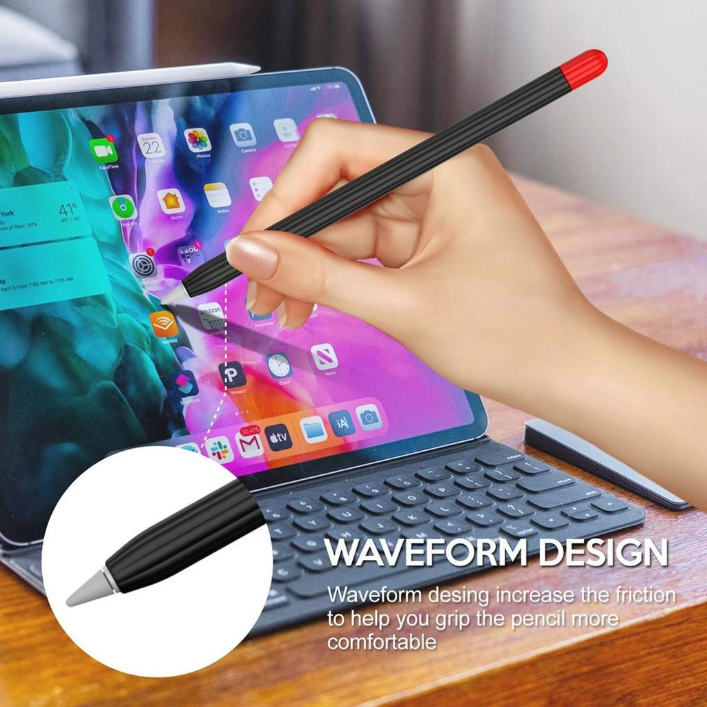 Set vỏ bút + nắp bút + nắp đậy bảo vệ ngòi bút cảm ứng Apple Pencil 1/ 2 bằng TPU silicone mềm