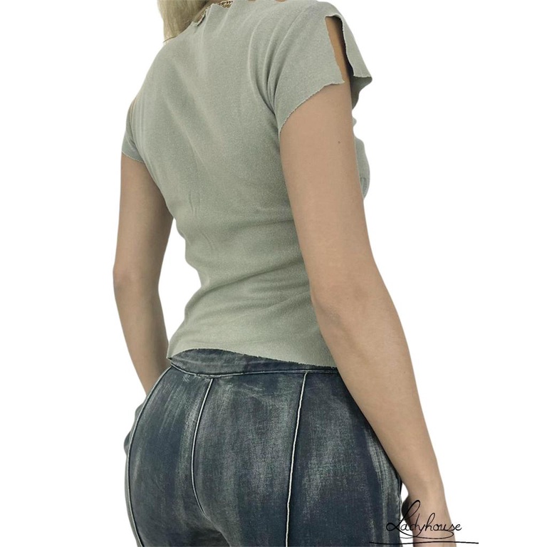 Áo Thun Ngắn Tay Ôm Dáng Co Giãn In Chữ Thời Trang Mùa Hè Cho Nữ