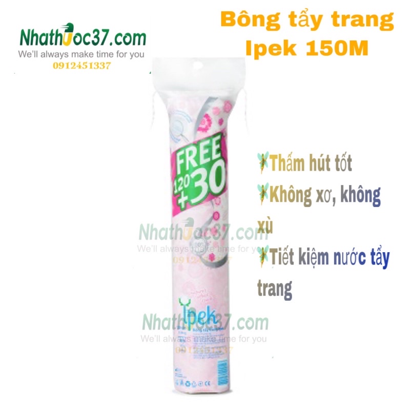 [CHÍNH HÃNG] Bông tẩy trang Ipek 150 miếng Hàng chính hãng, không xơ