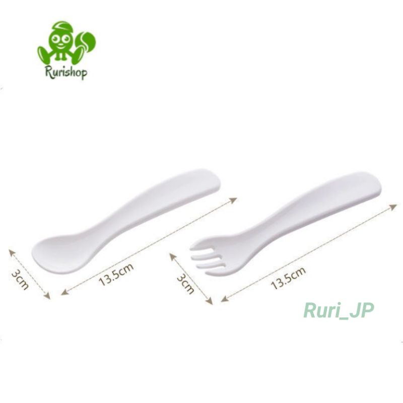 Bộ muỗng (thìa) nĩa (dĩa) nhựa an toàn cho bé Inomata Nhật Bản