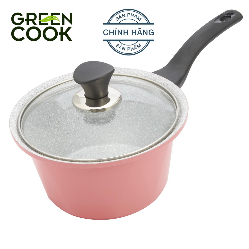 Nồi đúc ceramic vân đá đáy từ chống dính 18cm Green Cook GCS02-18IH - quánh