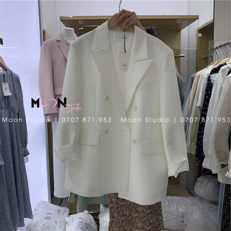 Áo vest - blazer màu trắng sữa hàng QC