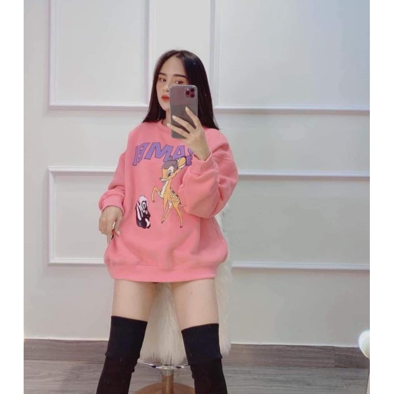 Áo nỉ bông dài tay chữ bambi con hươu BCi