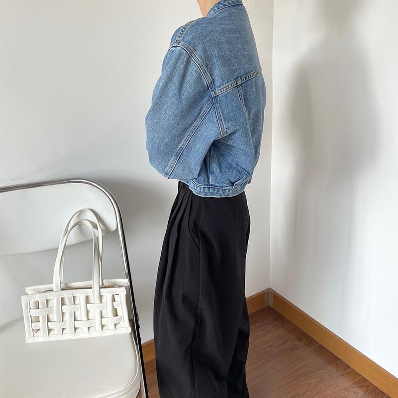 Áo khoác Denim cổ chữ V lưng cao phong cách retro Hong Kong | BigBuy360 - bigbuy360.vn