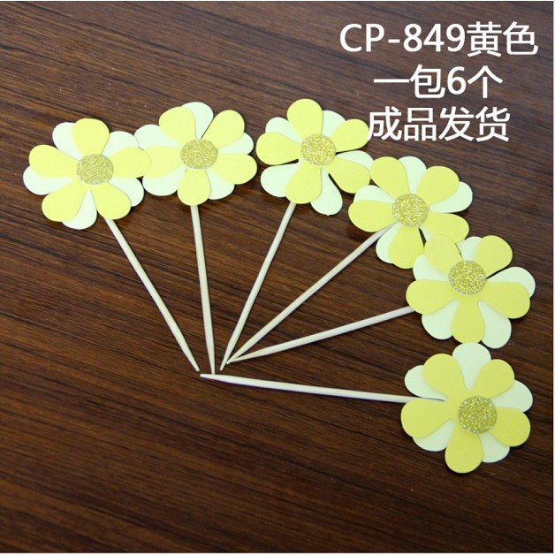 Set giấy 6 Hoa Sắc Màu trang trí bánh sinh nhật, hoa trang trí bánh