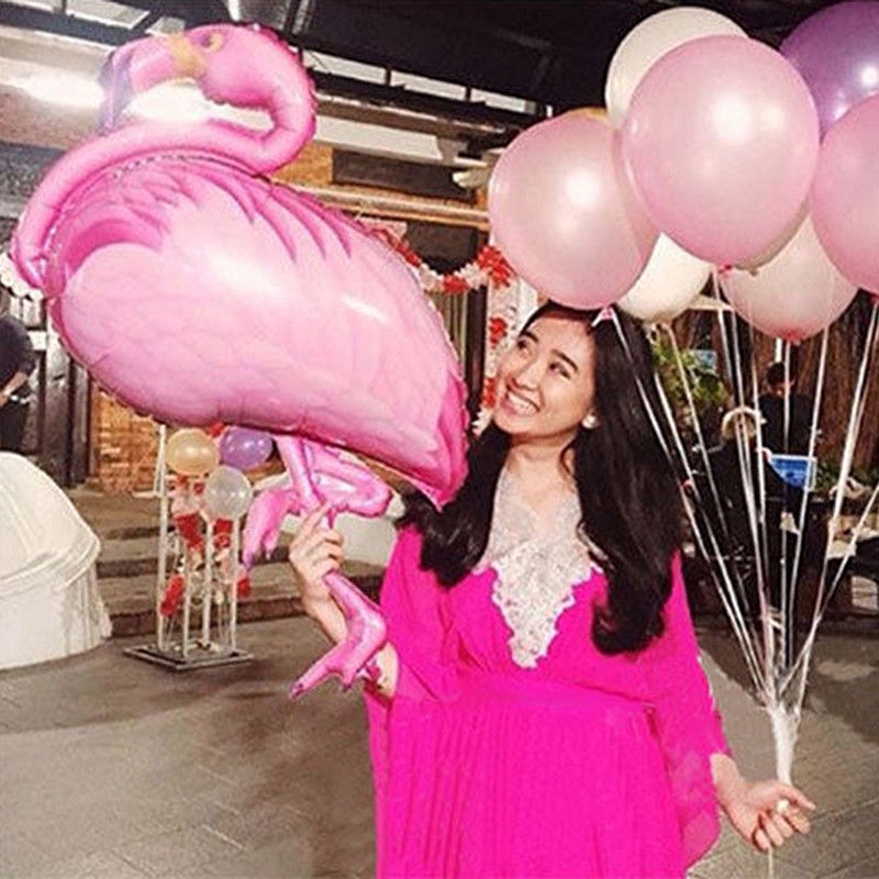 Bong bóng lá nhôm hình chim hồng hạc lớn dùng trong trang trí tiệc cưới tiệc sinh nhật