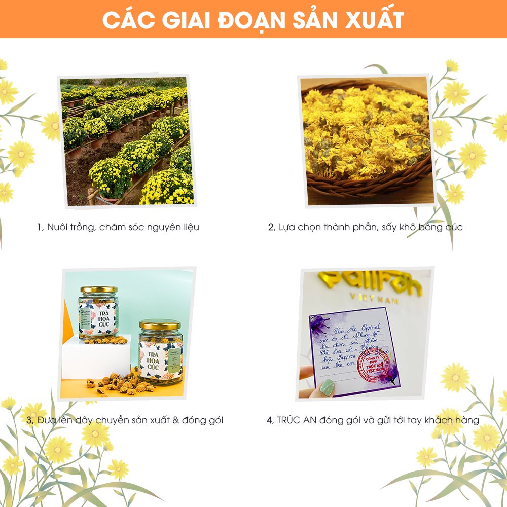 Trà thảo mộc hoa cúc vàng sấy khô nguyên bông Saffron Việt Nam giúp giảm cân, ngủ ngon thanh nhiệt, làm đẹp da - Lọ 15gr