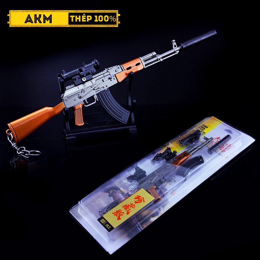 Mô Hình PUBG AKM Classic Tặng Kèm 3 Scope Và Kệ Trưng Bày 19cm