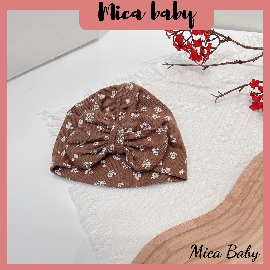 Mũ nón thắt nơ nâu đáng yêu cho bé từ 6-10kg Mica baby MTB73