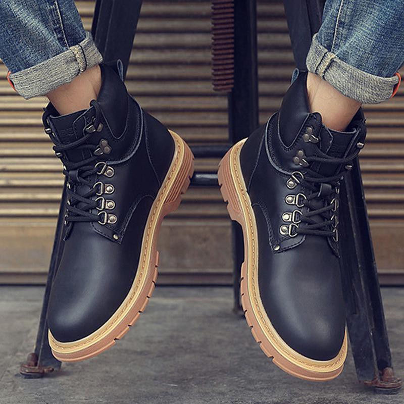 Giày boot nam cổ cao,phong cách Hàn Quốc,phối cùng khoá cài dây giầy cực ngầu-801 | BigBuy360 - bigbuy360.vn