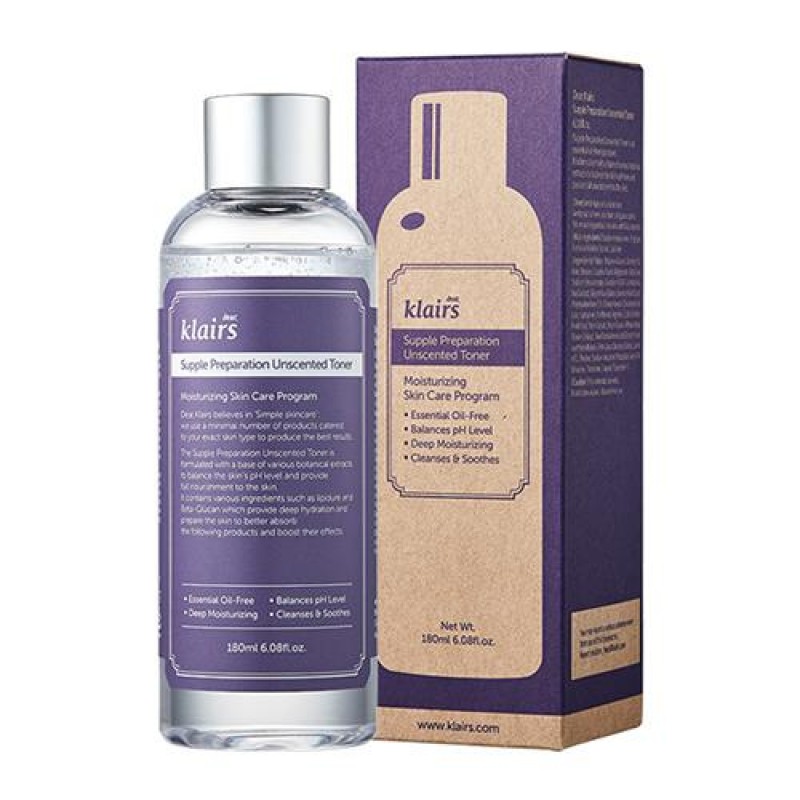 NƯỚC HOA HỒNG Klairs Supple Preparation Unscented Toner (không mùi + Có Mùi) 180ML