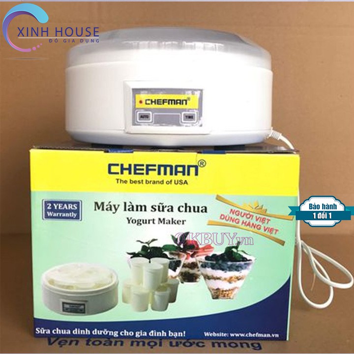 [CHÍNH HÃNG] MÁY LÀM SỮA CHUA CHEFMAN,8 CỐC THỦY TINH