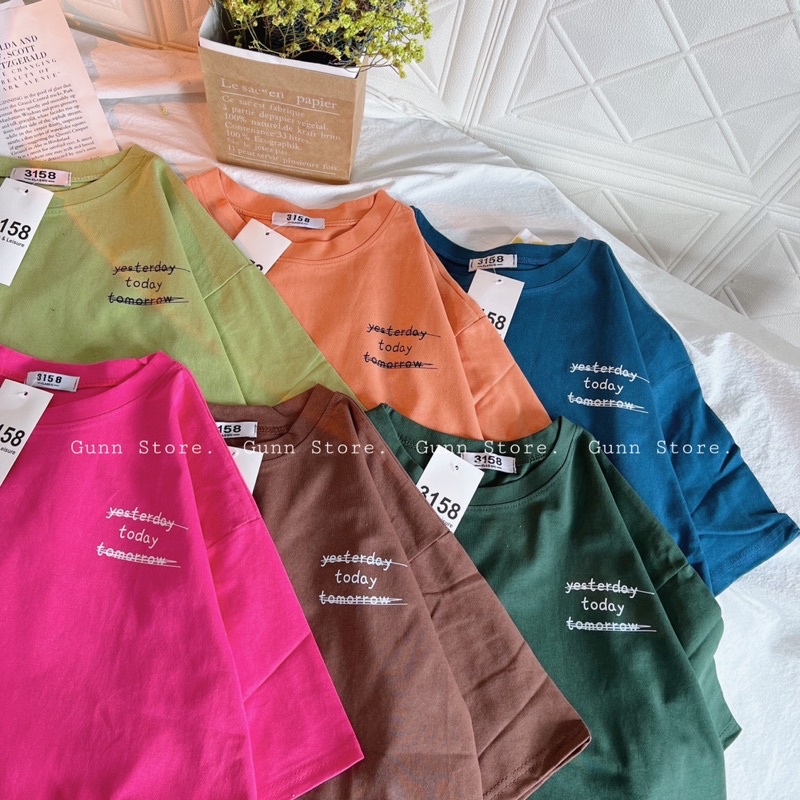 Áo Thun 3158 In Chữ TODAY Form Rộng Unisex Chất Cotton Khô Loại 1, Thoáng Mát, Thấm Hút Mồ Hôi - GUNN