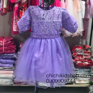 Đầm ren váy voan phồng bé gái 1-8t