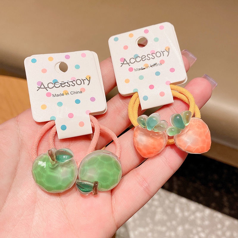 Dây Buộc Tóc Cao Su Co Giãn Hình Trái Cây Hoạt Hình Dễ Thương Cho Bé Gái