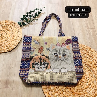 Túi thổ Cẩm đeo vuông lớn cú P190722
