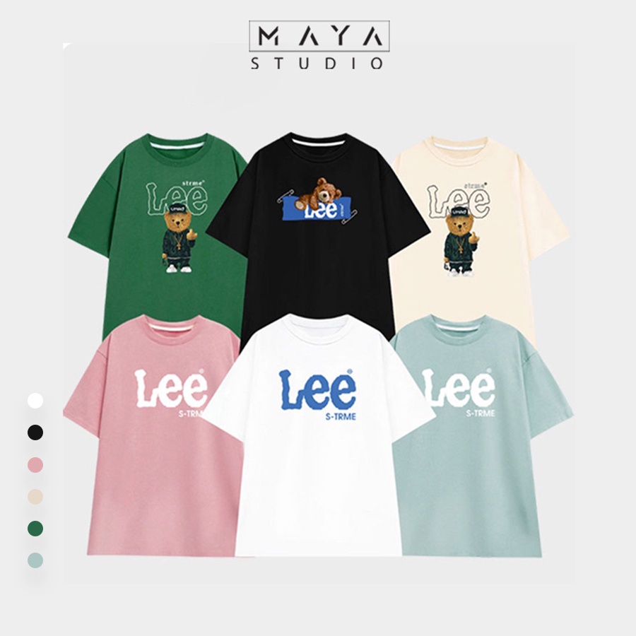 Áo Thun MAYA Unisex Form rộng Oversize GẤU LEE Basic chất Cotton cổ tròn siêu hot phong cách Cá tính năng động