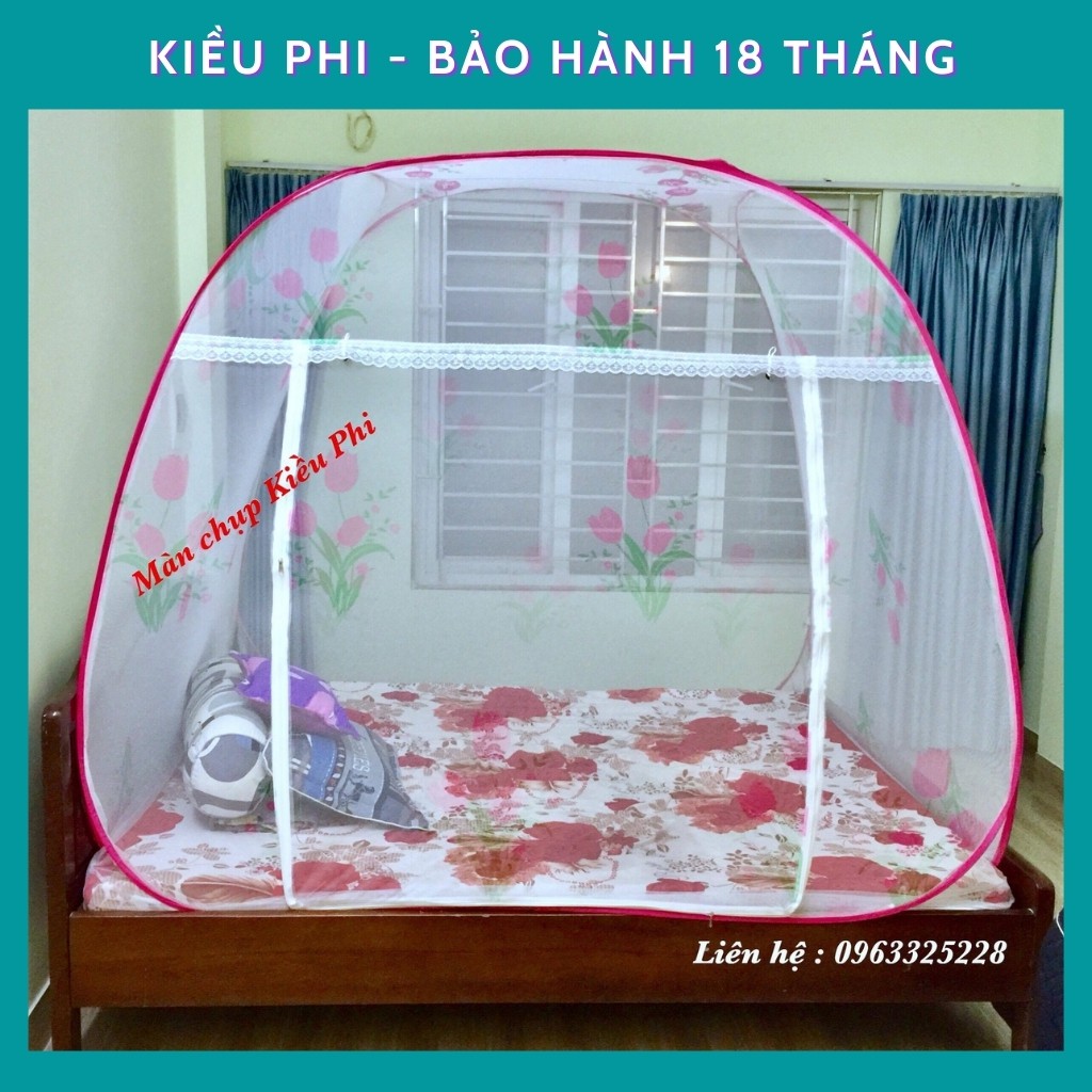 Mùng chụp tự bung đỉnh vuông - màn ngủ chống muỗi 1m2x2m, 1m6x2m, 1m8x2m, 2m2x2m cao cấp gấp gọn