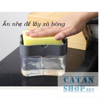 ❤️tặng miếng rửa chén❤️ khay đựng xà bông rửa chén, hộp ấn lấy xà bông tiện lợi