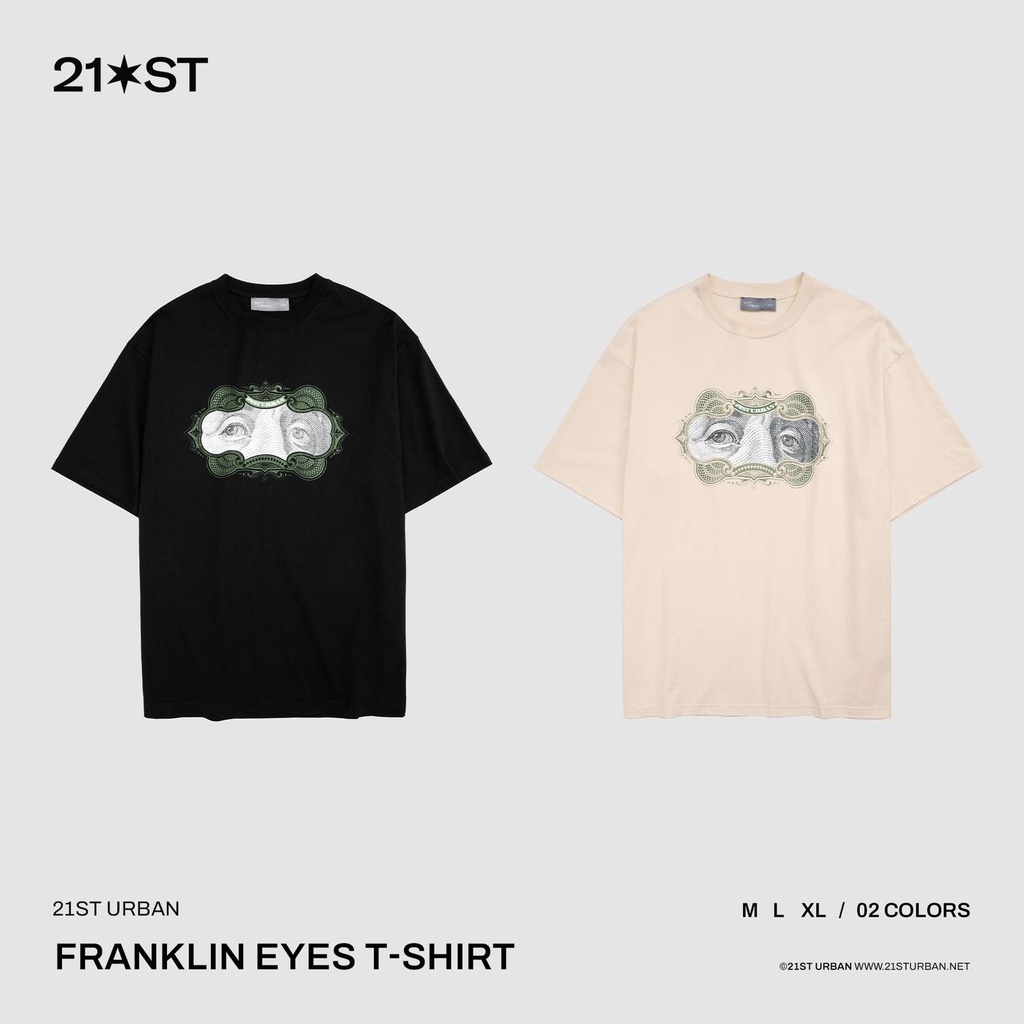 Áo phông relax unisex in họa tiết 2 màu 21ST URBAN Franklin Eyes
