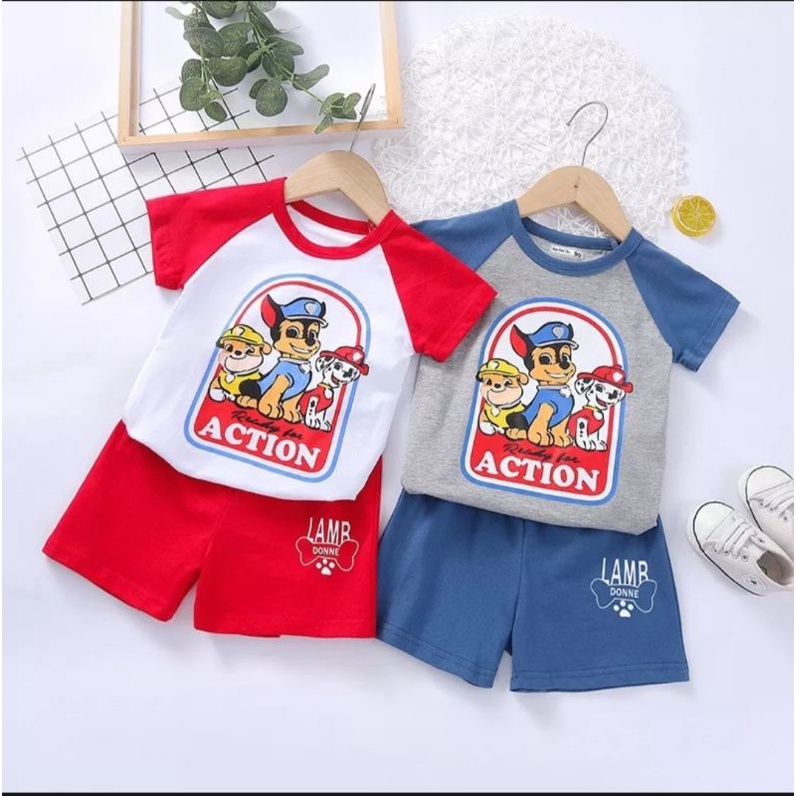 ĐỒ BỘ QUẦN ÁO THUN ĐỘI CHÓ CỨU HỘ PAW PATROL CHO BÉ TRAI