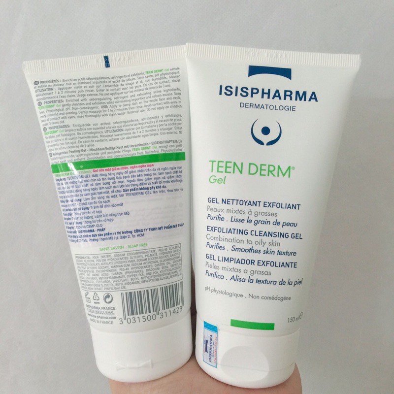 Sữa rửa mặt, giảm nhờn, ngừa mụn TEEN DERM GEL ISIS PHARMA