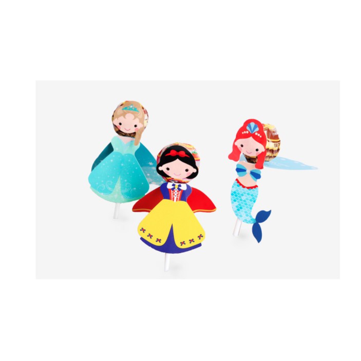 Set 6 Mô Hình Trang Trí Kẹo Mút Lolipop Chủ Đề Công Chúa Disney