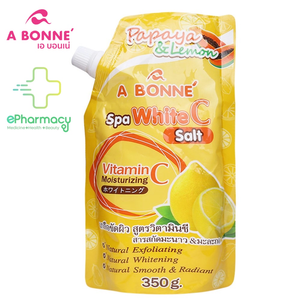 Muối Tắm A BONNE Spa White C Salt Vitamin C Papaya and Lemon Scrub sáng da, giảm mụn lưng 350G