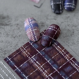 Sticker kẻ dạ tweed style Hàn Quốc trang trí móng