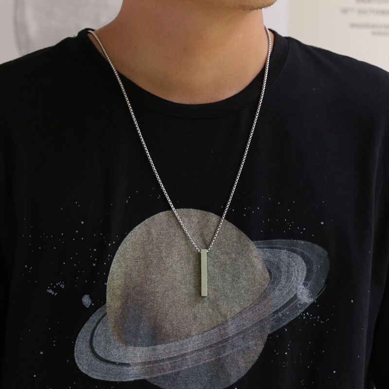 Vòng cổ thép không gỉ mặt hình tròn màu bạc thời trang cho nam và nữ WC087