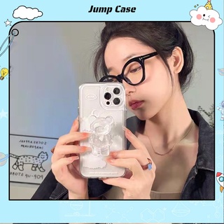 Ốp Điện Thoại Tpu Trong Suốt Kèm Giá Đỡ Hình Gấu Cho iPhone 13 Pro 13prm 11 7Plus 8Plus Xr XS 13 12 Pro Max