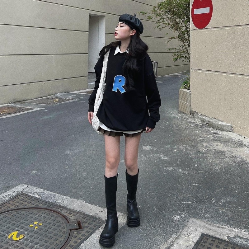 Áo Sweater nỉ thêu R REGODS Unisex Form Rộng ( SWEATER R ) | BigBuy360 - bigbuy360.vn