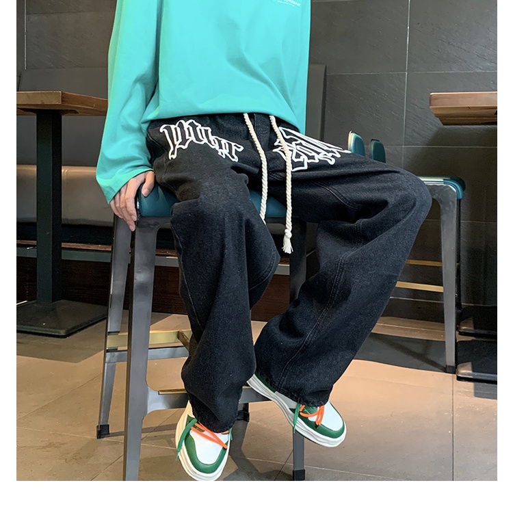 Quần jean ống rộng hiphop unisex ♥️ 𝗗𝗜𝗡𝗢𝟮𝟬 𝗦𝗧𝗢𝗥𝗘 ♥️ quần jean ống rộng phong cách hàn quốc đường phố - J400