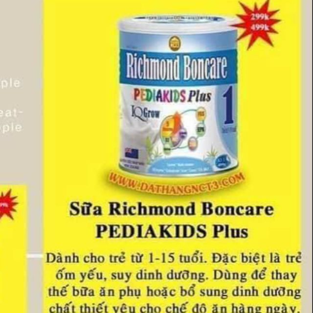 Combo Sữa bột RICHMONd BONCARE PEDIAkids plus 900g